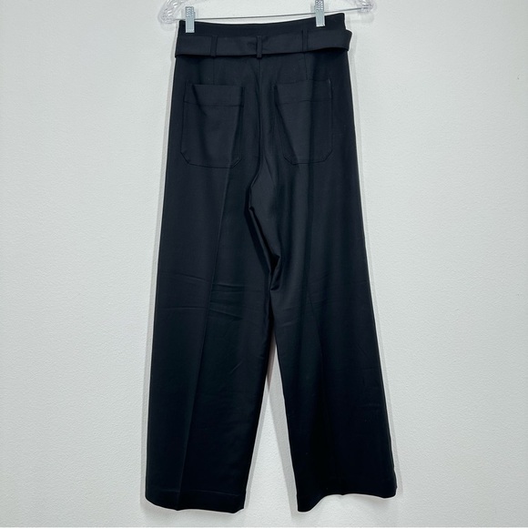J. Crew Women's Size 0P Belted Wide Leg Trouser Black Pants Classic Work Career - Picture 7 of 9